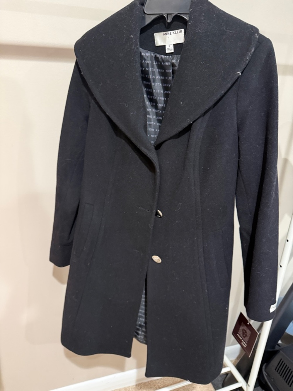 Anne Klein Black cashmere-Blend Shawl-Collar Pea Coat